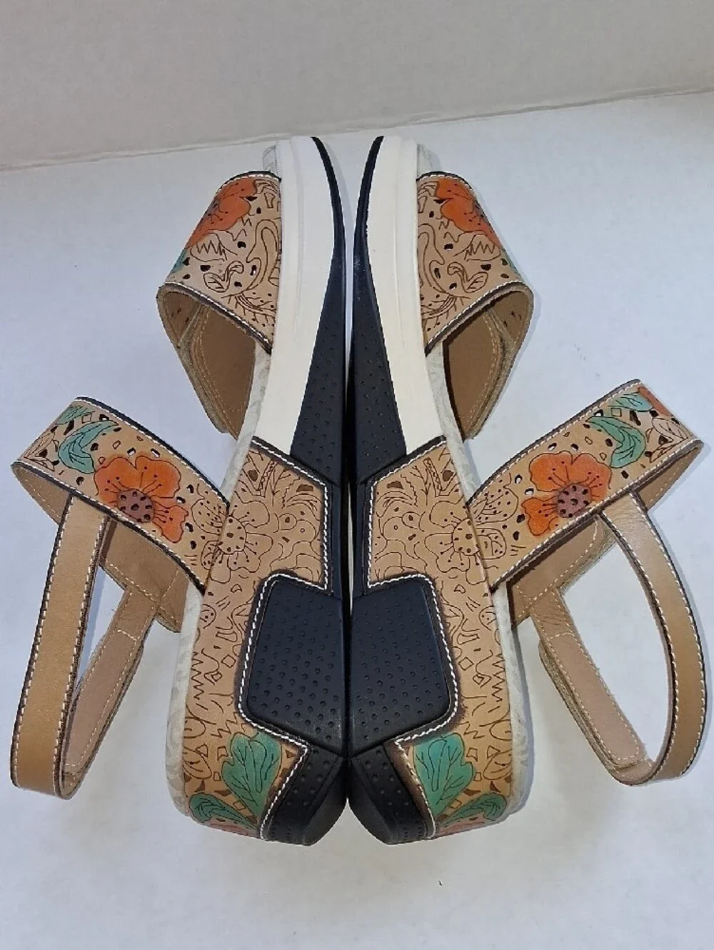 Spring Step Caitlina Sandals in Peach and Green Size EU 39/US 9